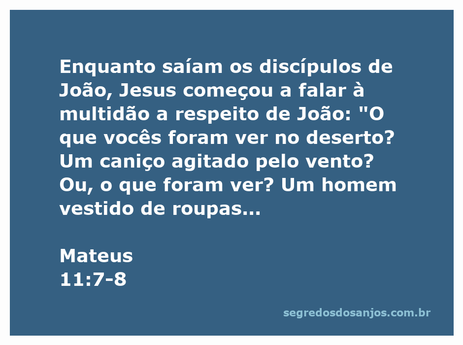 Jesus falando sobre João Batista no deserto, enquanto a multidão ouve atentamente.