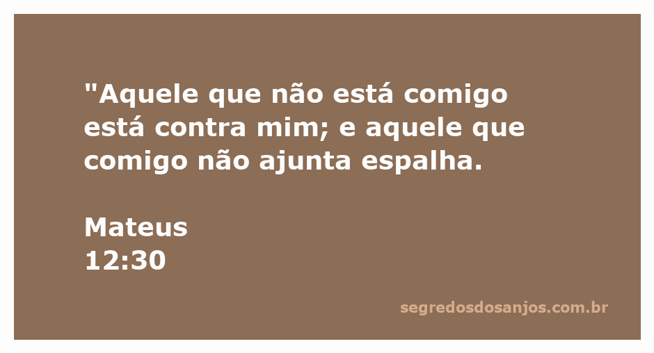 Versículo de Mateus 12:30 - Aquele que não está comigo está contra mim; e aquele que comigo não ajunta espalha.