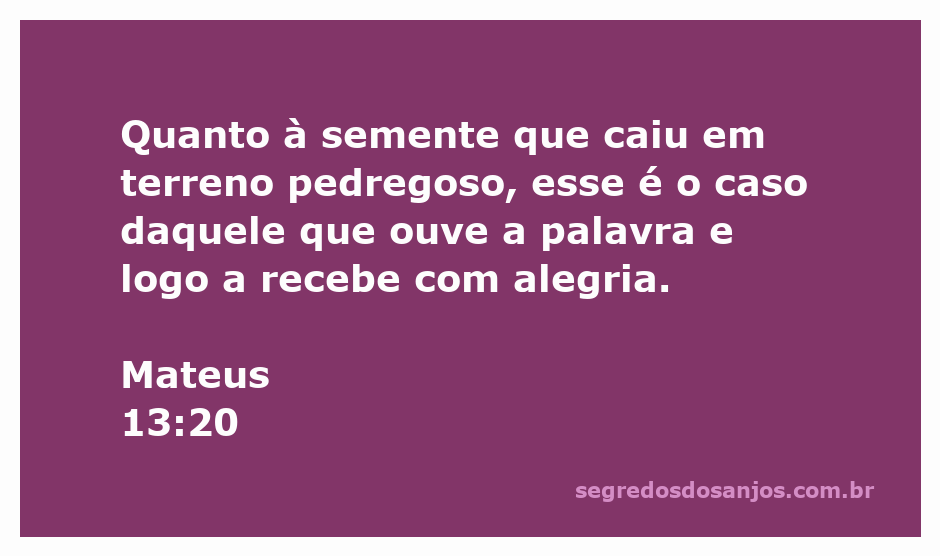 Imagem representativa da semente caindo em solo pedregoso, simbolizando a recepção da Palavra de Deus com alegria.