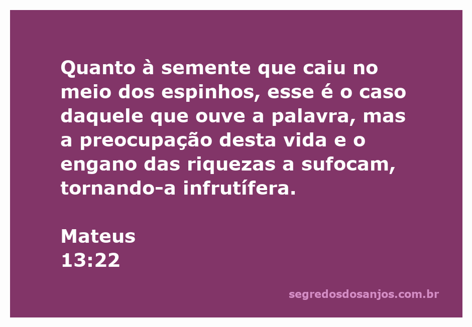 Ilustração da semente que caiu entre espinhos, simbolizando as preocupações da vida e o engano das riquezas.