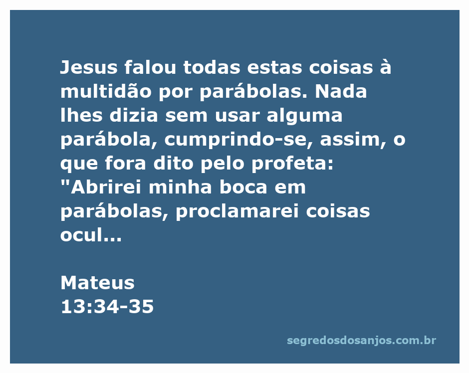 Imagem de Jesus ensinando à multidão através de parábolas, ilustrando Mateus 13:34-35.