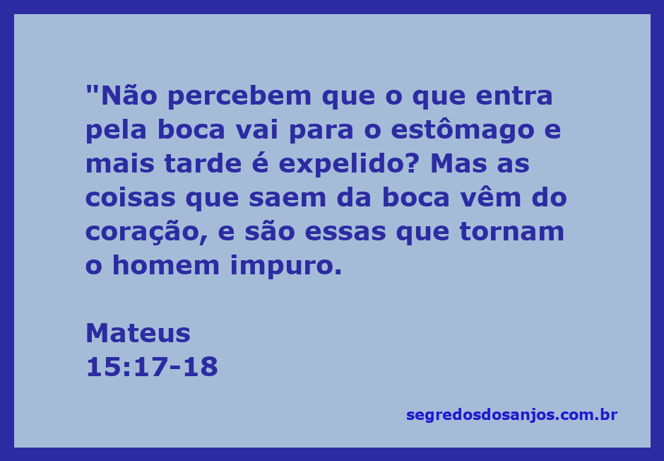 Ilustração de Mateus 15:17-18, destacando a importância das palavras e do coração sobre a comida.