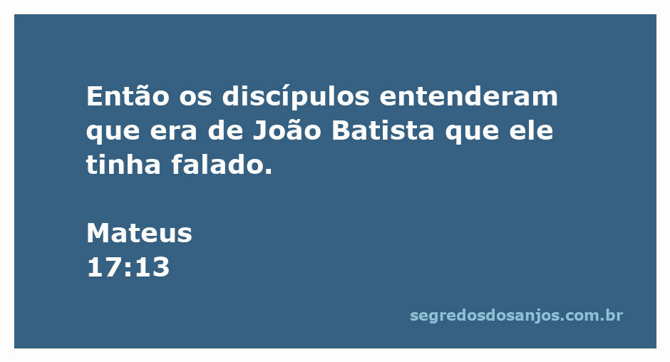 Os discípulos compreendendo a referência de Jesus a João Batista.