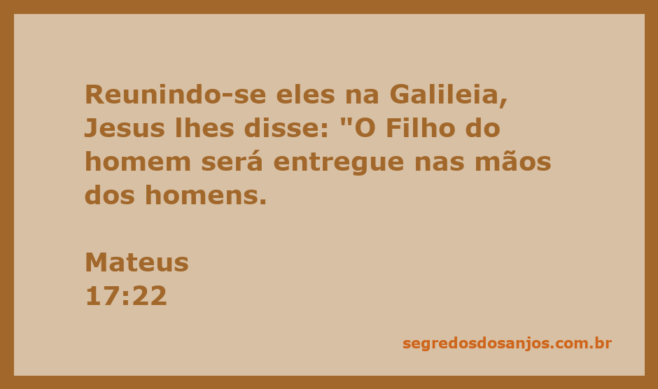 Imagem de Jesus falando aos discípulos na Galileia sobre sua entrega nas mãos dos homens.