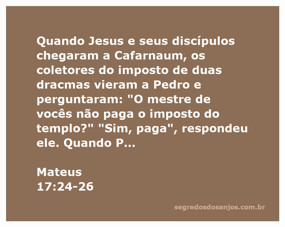 Ilustração de Jesus conversando com Pedro sobre o imposto do templo em Cafarnaum.