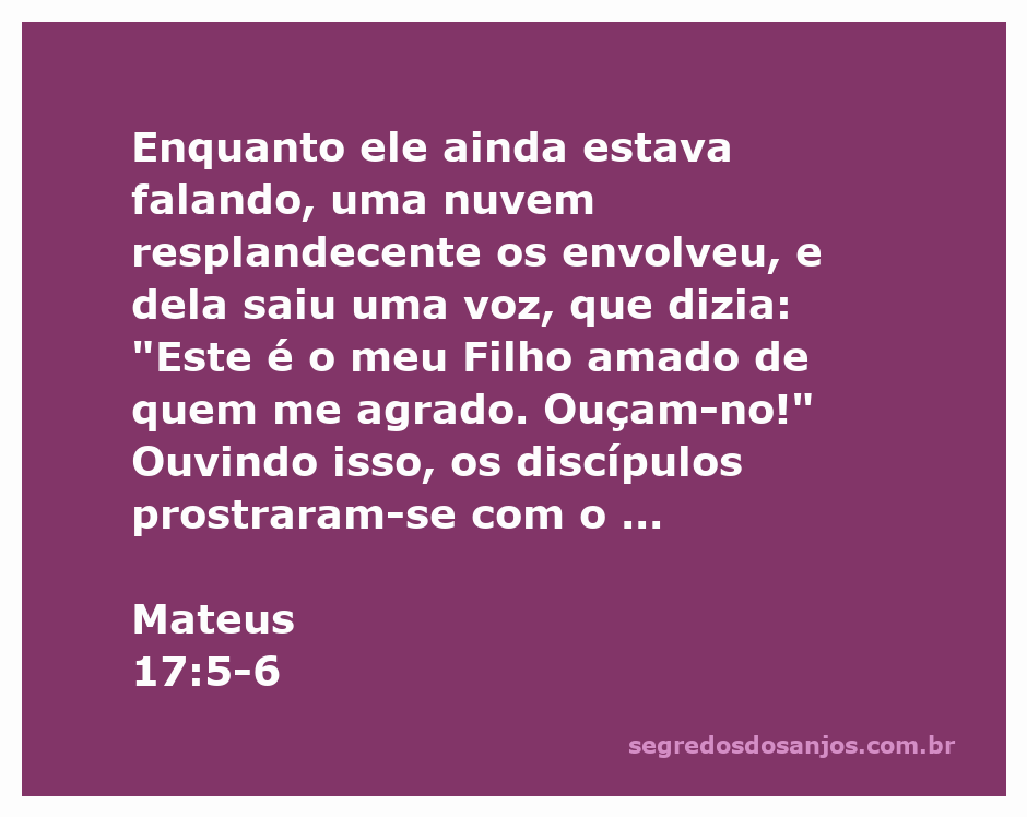 Representação artística da transfiguração de Jesus com uma nuvem resplandecente e a voz de Deus proclamando seu amor pelo Filho.