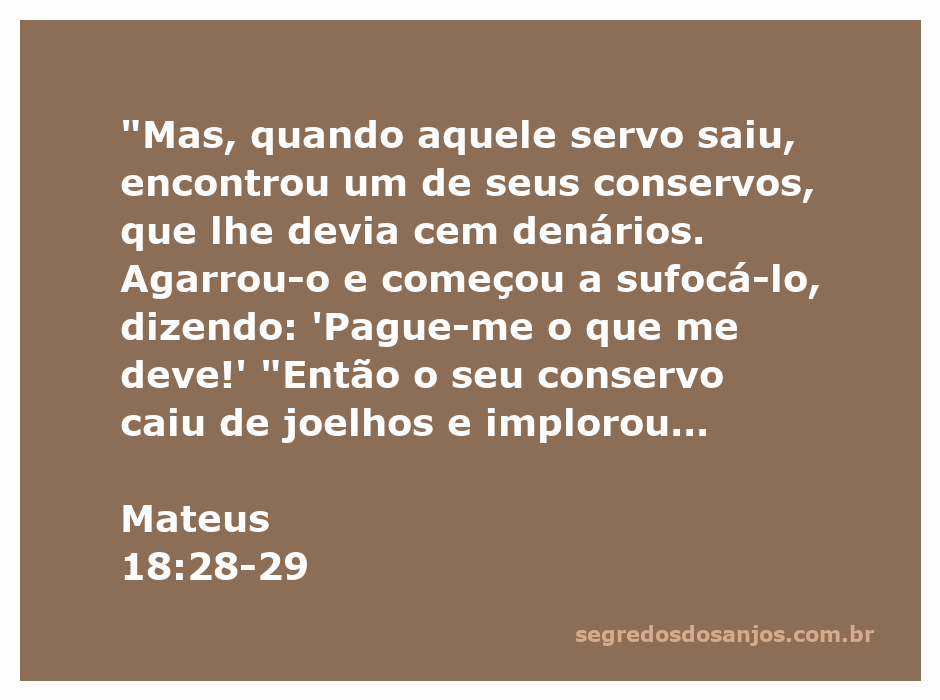 Ilustração de um servo exigindo pagamento de um conservo, representando a parábola do perdão em Mateus 18:28-29.