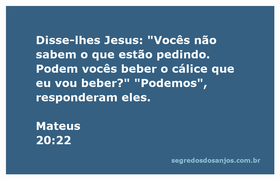 Jesus conversando com seus discípulos sobre o cálice que ele irá beber, simbolizando seu sacrifício.