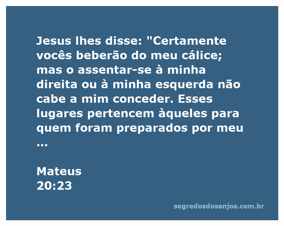Jesus explica aos discípulos sobre o cálice e os lugares à direita e à esquerda no Reino de Deus.