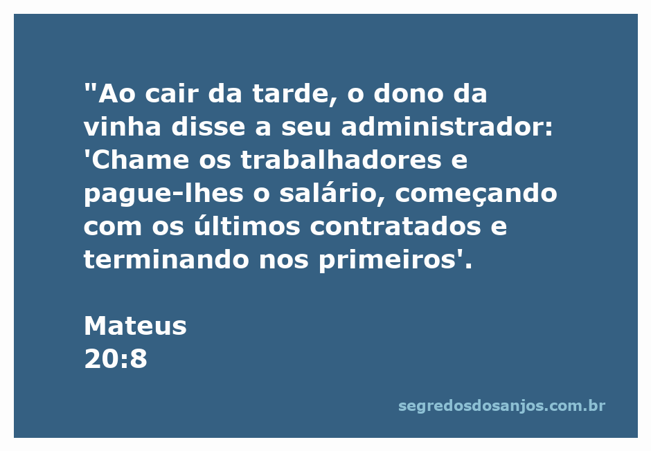 O dono da vinha instruindo seu administrador sobre o pagamento dos trabalhadores.