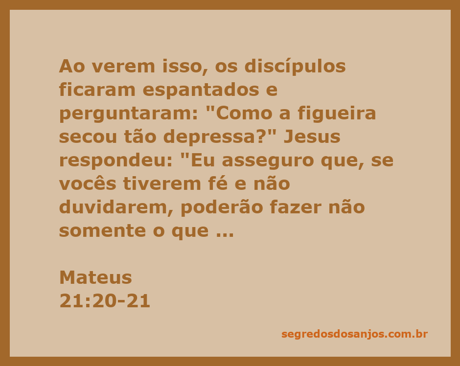 Imagem de Jesus ensinando os discípulos sobre fé, com uma figueira ao fundo.