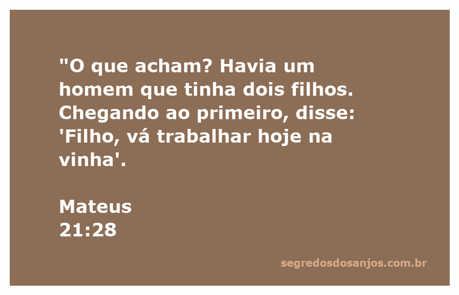 Ilustração de um pai conversando com seus dois filhos sobre o trabalho na vinha.