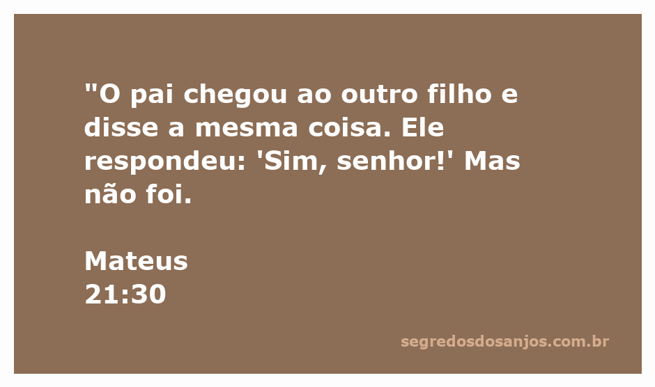Ilustração da parábola do filho que diz sim ao pai, mas não cumpre a promessa, representando a desobediência.