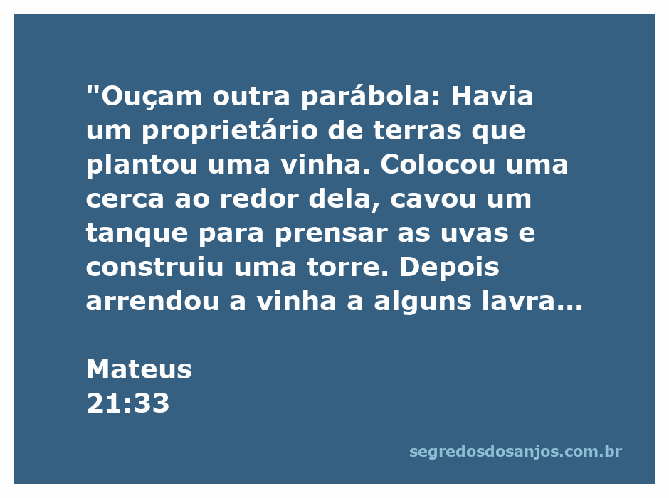 Ilustração de um proprietário de terras que planta uma vinha, cercada por uma cerca com uma torre e um tanque para prensar uvas.