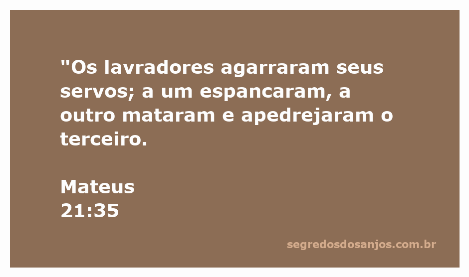 Ilustração de lavradores maltratando servos, representando a passagem de Mateus 21:35.