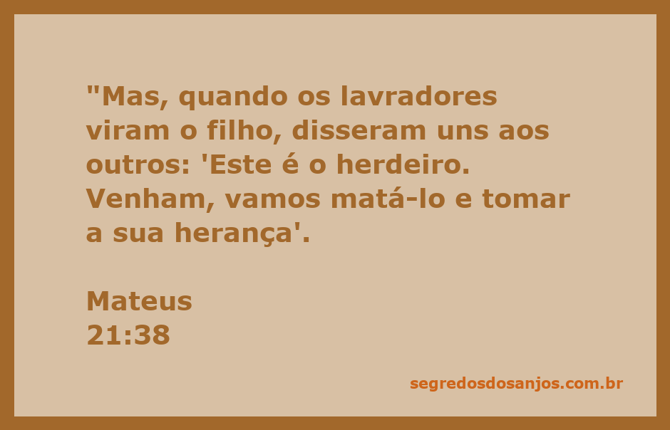 Ilustração que representa a parábola dos lavradores maus de Mateus 21:38, onde os lavradores planejam matar o filho do proprietário da vinha.