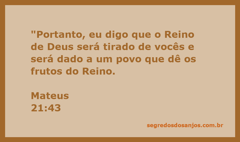 Imagem representativa do Reino de Deus sendo transferido para um novo povo que produz frutos.