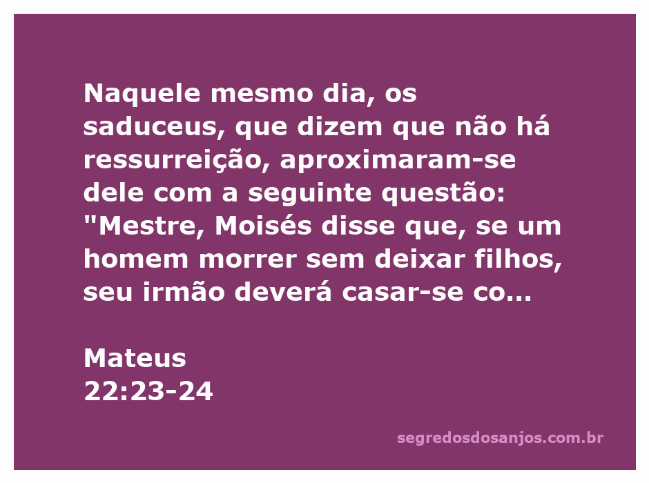 Ilustração do diálogo entre Jesus e os saduceus sobre a ressurreição e o casamento levirato.