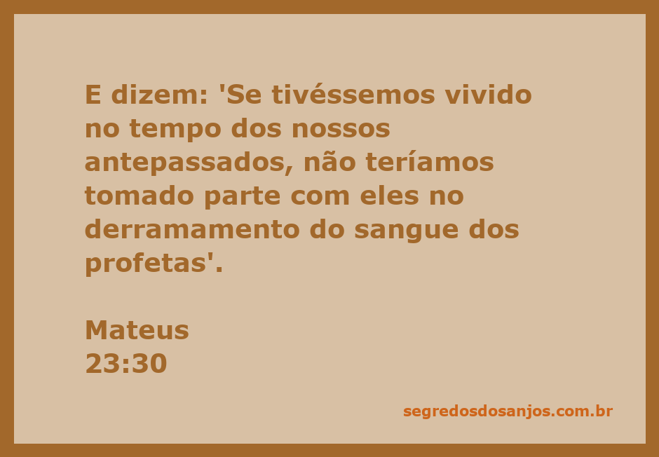 Ilustração de Mateus 23:30, representando a hipocrisia das pessoas que negam a participação no derramamento de sangue dos profetas.