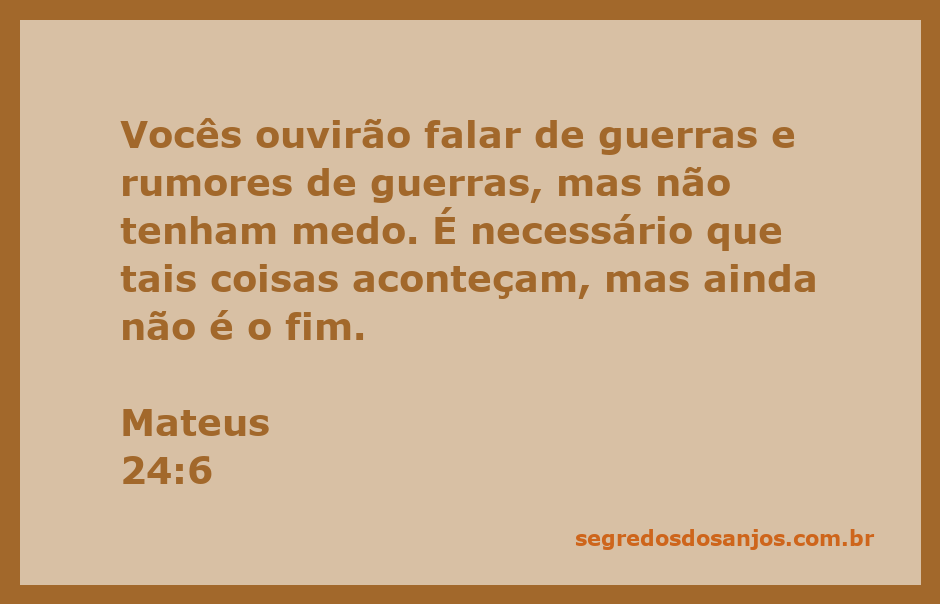 Ilustração representando Mateus 24:6 sobre guerras e rumores de guerras, com um fundo de paisagem de conflito e esperança.