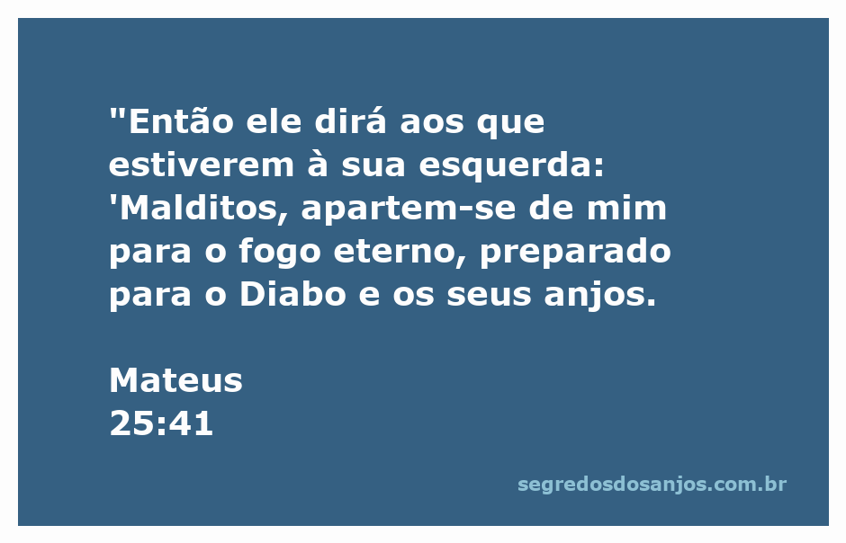 Ilustração de Mateus 25:41 mostrando a separação dos justos e dos ímpios, com foco na advertência sobre o fogo eterno.