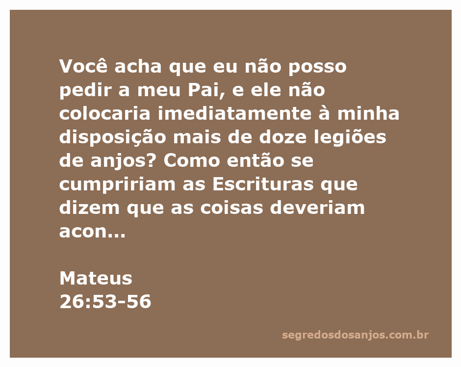 Jesus falando sobre a possibilidade de receber ajuda divina durante sua prisão, com a multidão armada ao fundo.