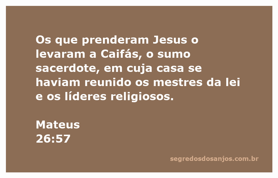 Jesus sendo levado a Caifás, o sumo sacerdote, por líderes religiosos e mestres da lei.