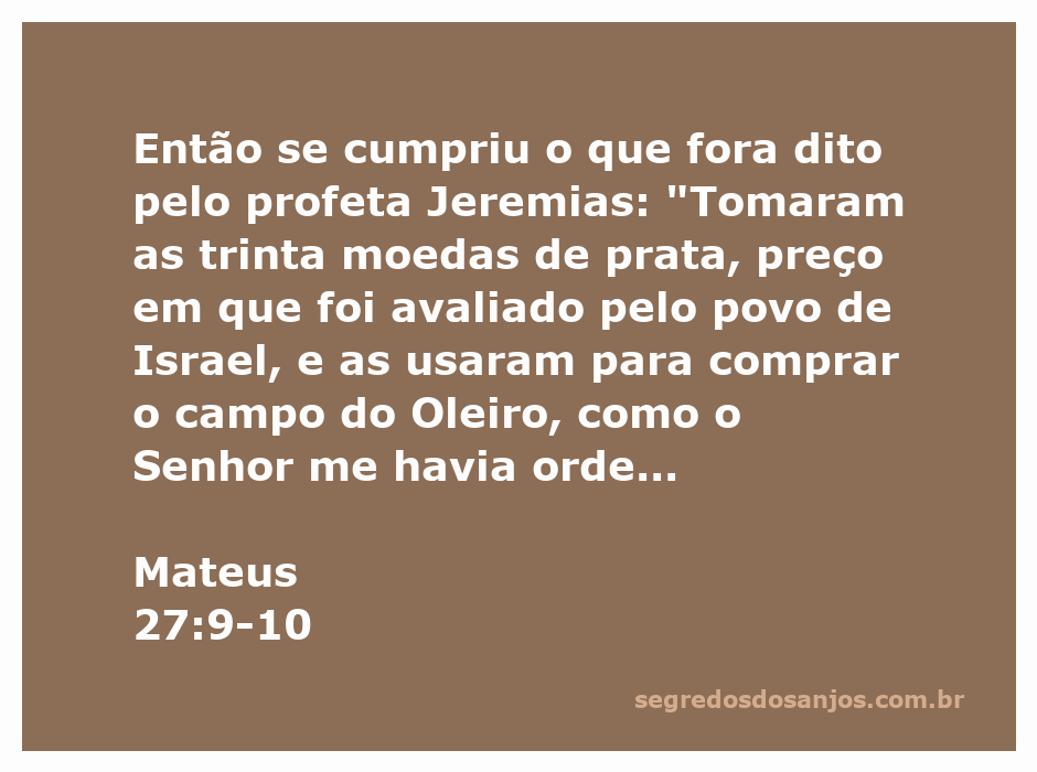Imagem representativa da profecia de Jeremias sobre as trinta moedas de prata e a compra do campo do Oleiro.