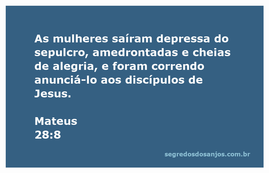 Mulheres alegres saindo do sepulcro após a ressurreição de Jesus