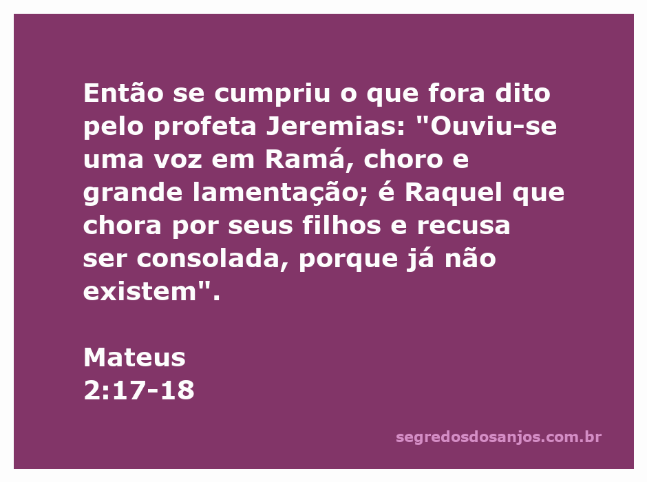 Ilustração representativa da passagem de Mateus 2:17-18, mostrando Raquel em lamento por seus filhos, simbolizando dor e perda.