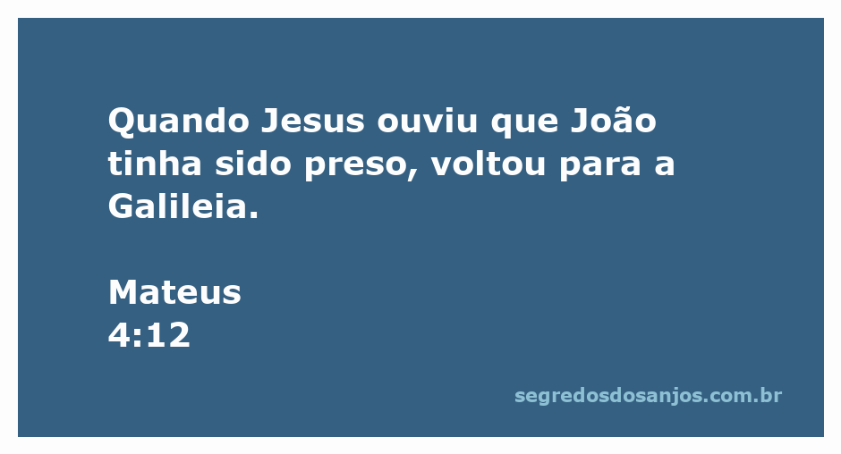 Jesus retornando à Galileia após a prisão de João Batista