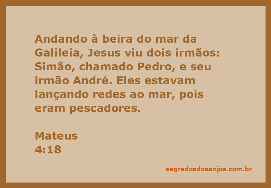 Jesus chamando Pedro e André à beira do mar da Galileia enquanto lançam redes de pesca.