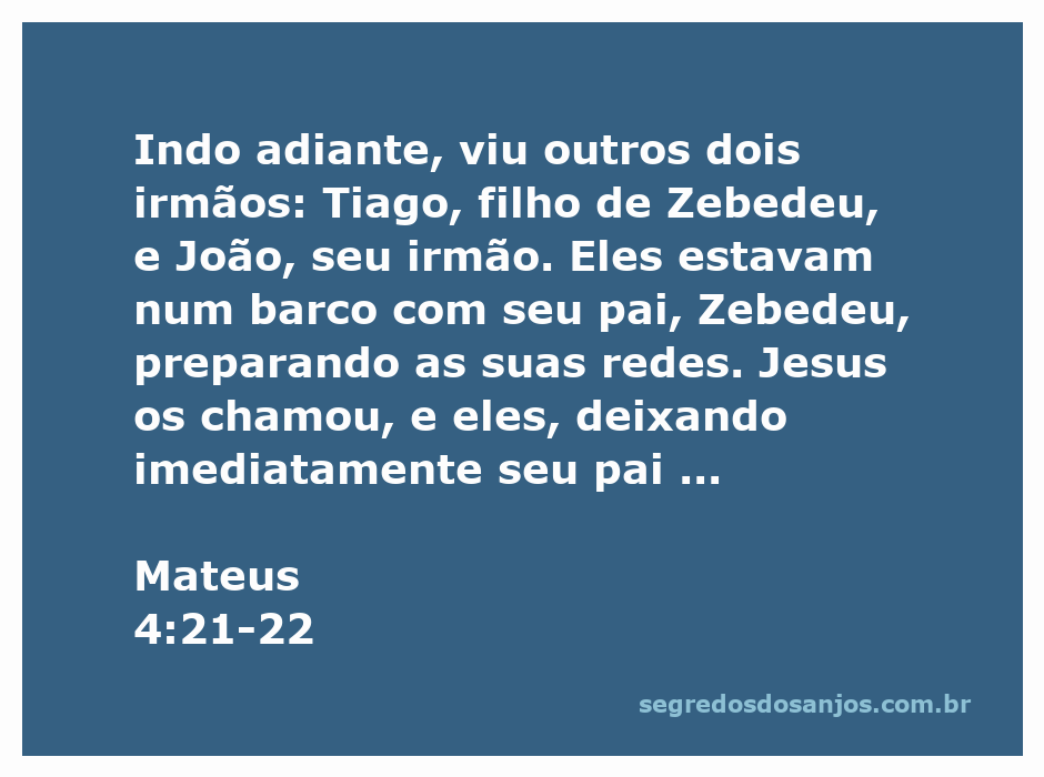 Tiago e João, filhos de Zebedeu, deixando o barco para seguir Jesus