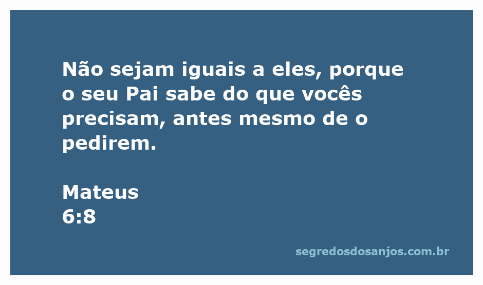 Versículo bíblico Mateus 6:8 sobre a providência de Deus