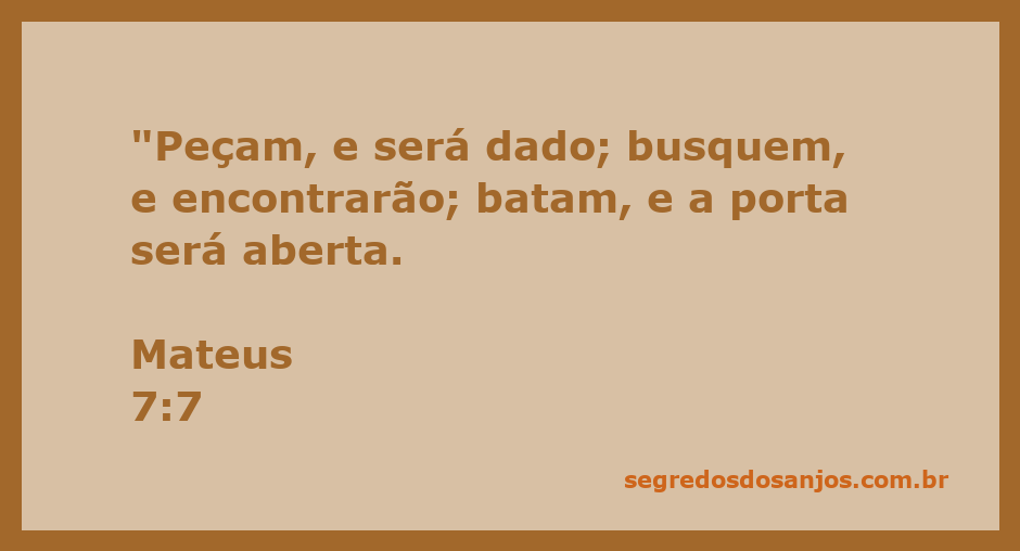 Versículo da Bíblia Mateus 7:7 sobre pedir, buscar e bater