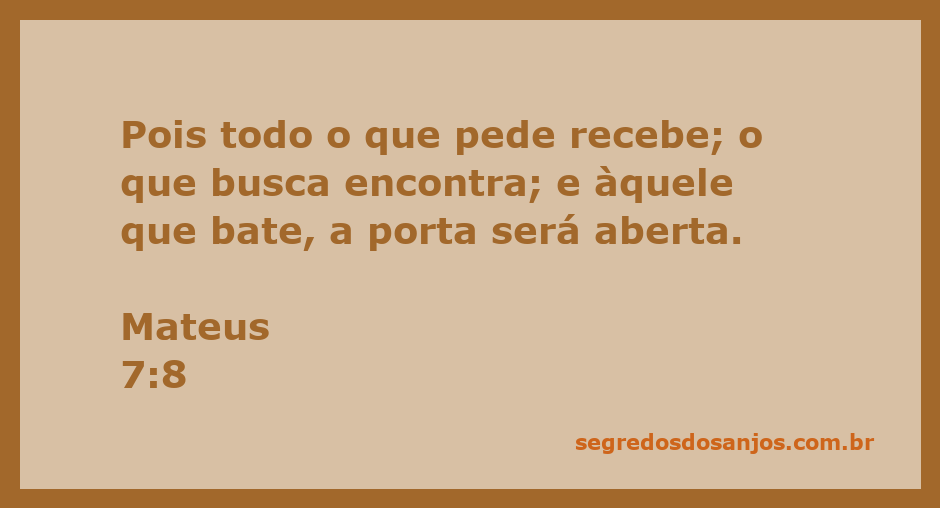 Uma ilustração da passagem bíblica Mateus 7:8, representando a ideia de pedir, buscar e bater para obter respostas.