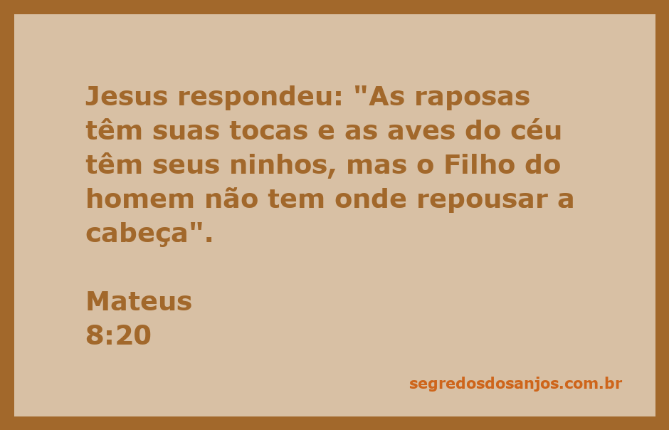 Representação de Jesus falando sobre a falta de um lar, com uma raposa e um pássaro ao fundo.