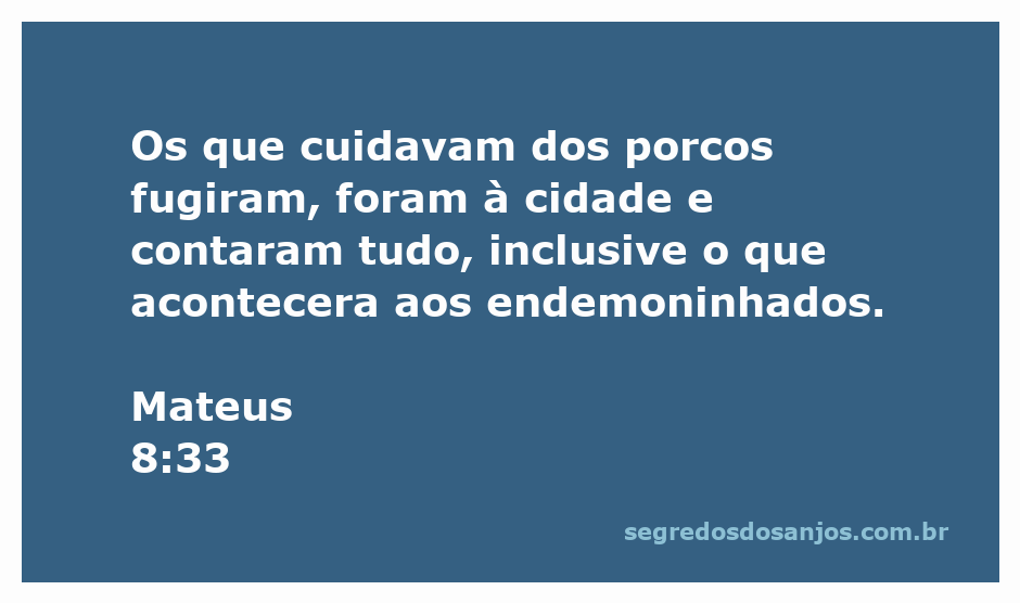 Cenário de porcos fugindo após um evento milagroso descrito em Mateus 8:33.