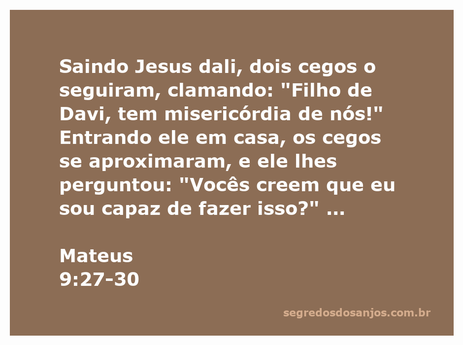 Ilustração de Jesus curando dois cegos, simbolizando fé e misericórdia.