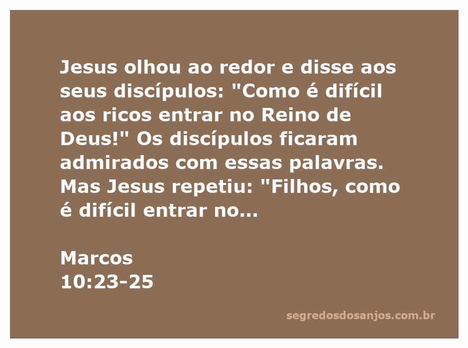 Ilustração de Jesus ensinando sobre a dificuldade dos ricos em entrar no Reino de Deus, com um camelo e uma agulha ao fundo.