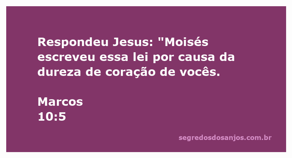 Jesus explicando sobre a lei de Moisés e a dureza de coração dos homens.