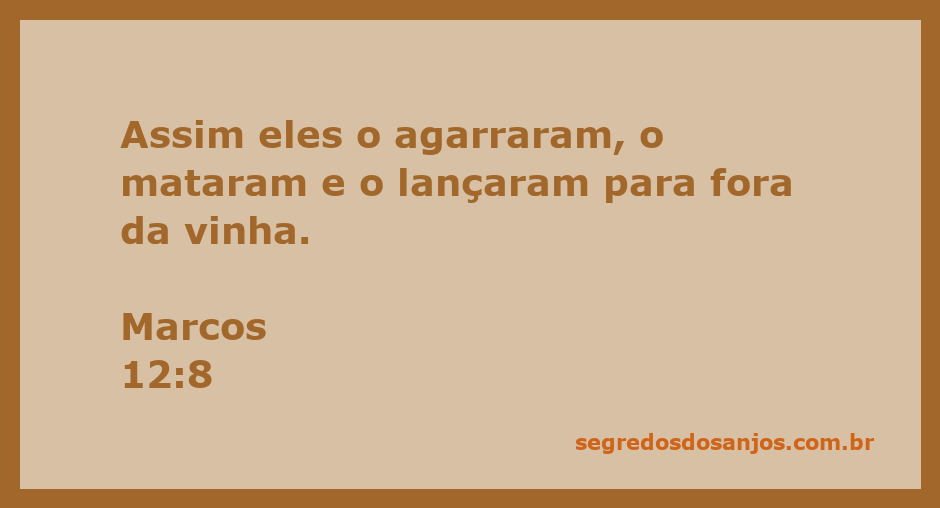 Representação da traição e morte de um homem na vinha, inspirado em Marcos 12:8.