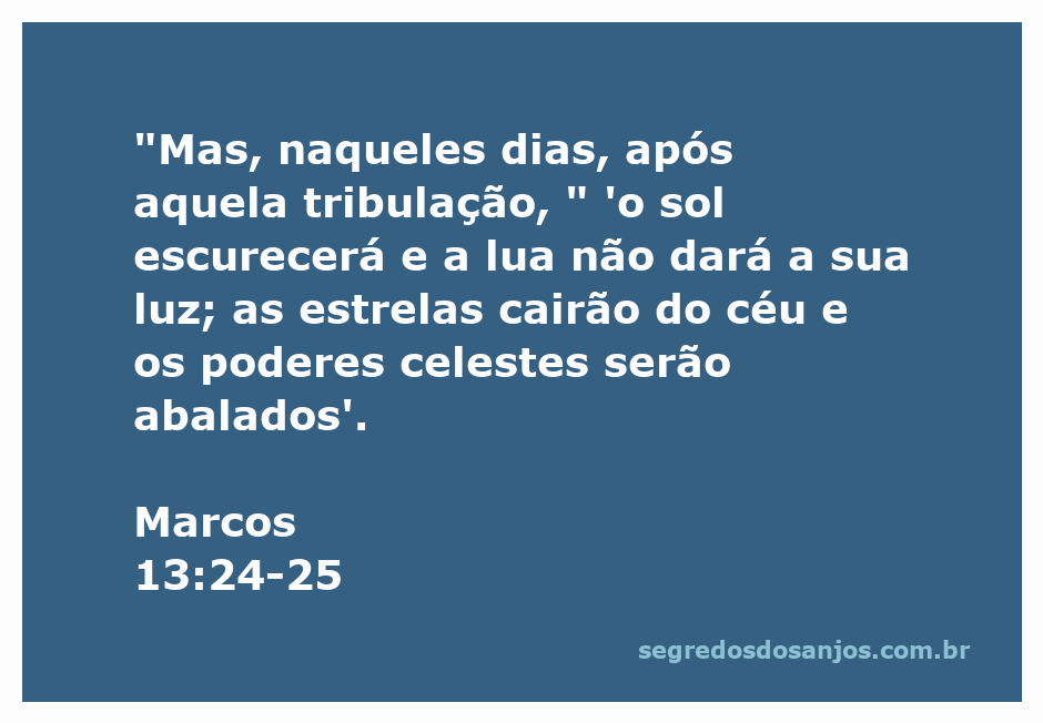 Ilustração do fenômeno celestial descrito em Marcos 13:24-25, mostrando o sol escurecendo, a lua sem luz e estrelas caindo do céu.