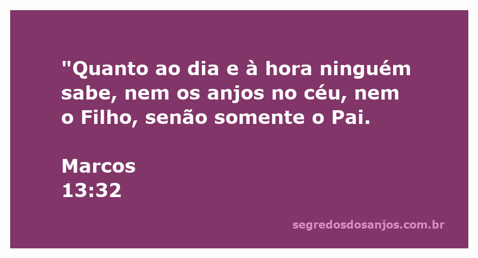 Ilustração do versículo Marcos 13:32, destacando a incerteza sobre o dia e a hora do fim dos tempos.