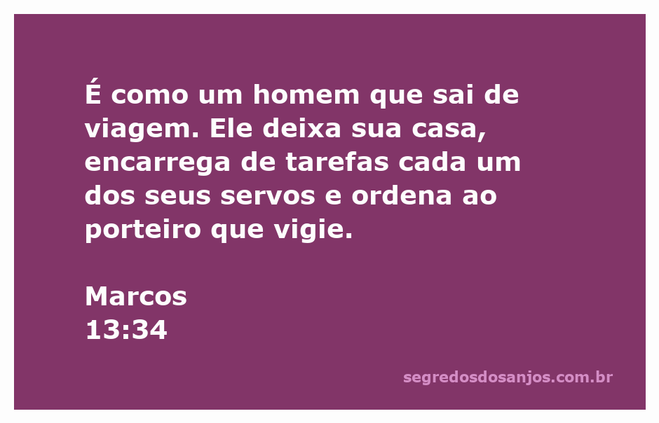 Ilustração de um homem saindo de casa, simbolizando a parábola de Marcos 13:34, com servos e um porteiro vigilante.