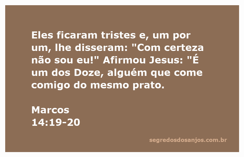 Jesus e os discípulos na Última Ceia, com um deles questionando sua lealdade.