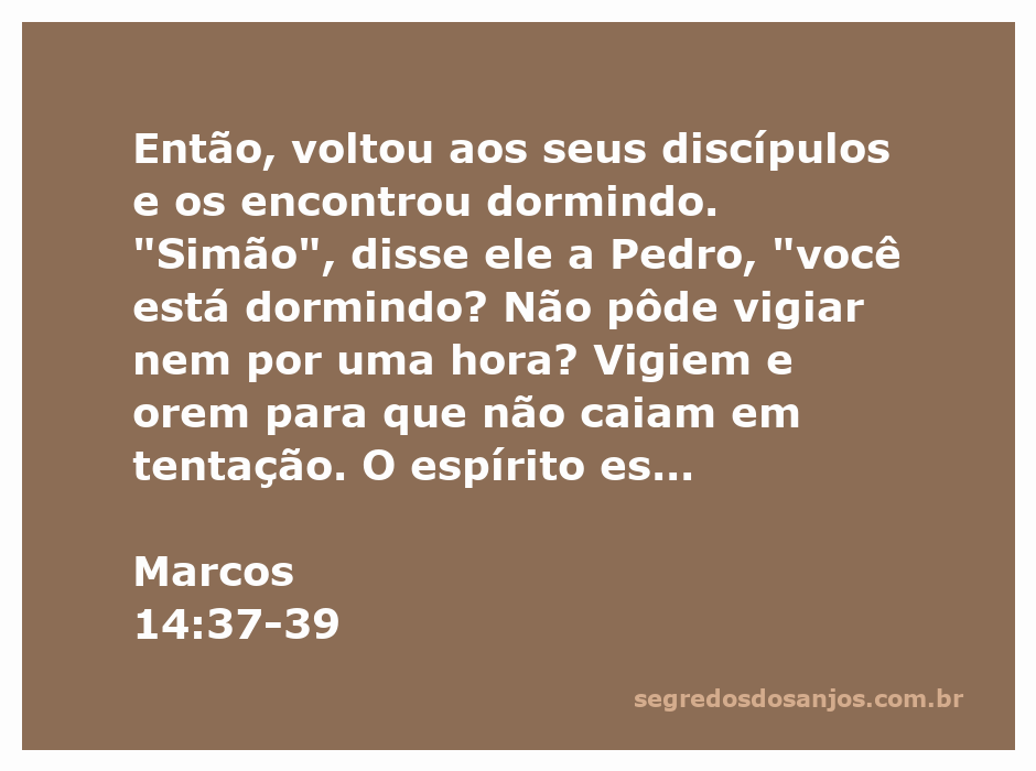 Jesus encontra Pedro e os discípulos dormindo enquanto pede que vigiem e orem.