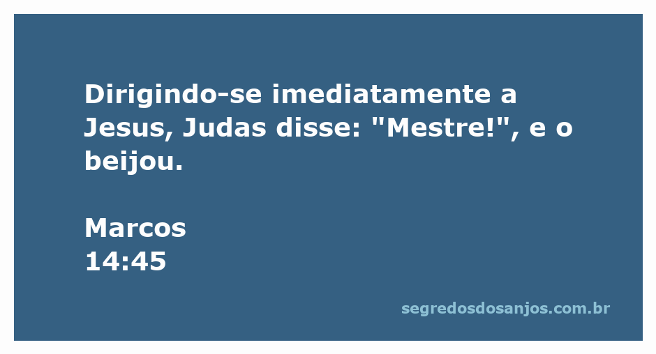 Judas Iscariotes se aproximando de Jesus para traí-lo com um beijo, conforme relato em Marcos 14:45.