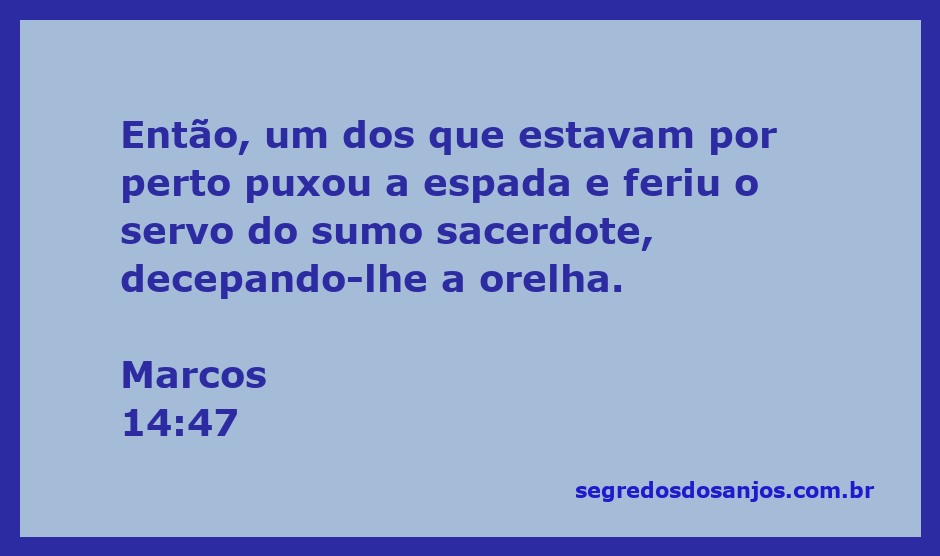 Um homem ferindo o servo do sumo sacerdote com uma espada, representando o momento de Marcos 14:47.