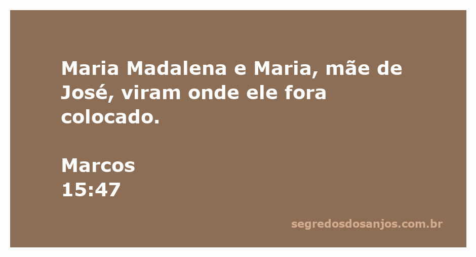Maria Madalena e Maria, mãe de José, observando o local onde Jesus foi sepultado.